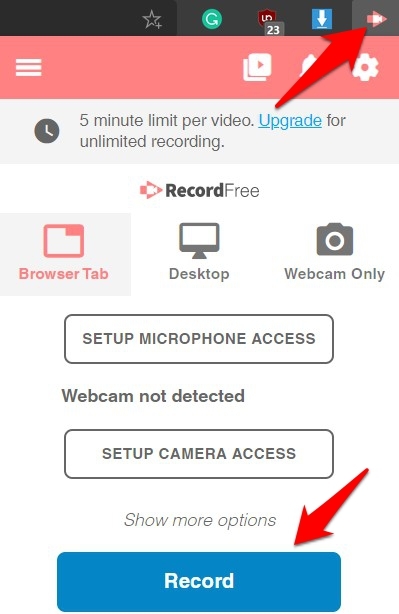 Record the screen using Screencastify extension