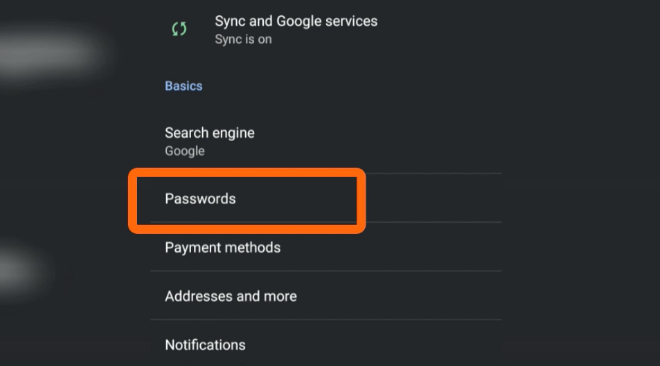 Chrome Passwords on Android