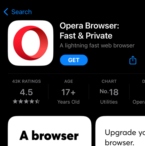 Download and Get Opera browser app on iPhone via App Store