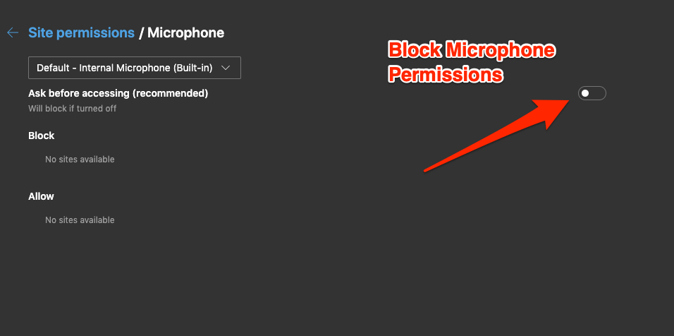 Microphone Access to Edge Browser on Computer
