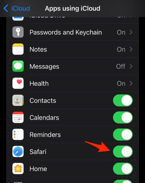 Sync Safari App Data using iCloud account on iPhone